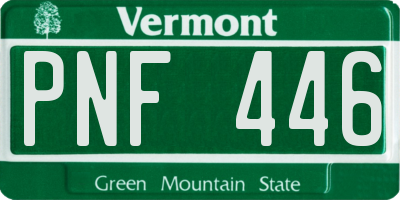 VT license plate PNF446