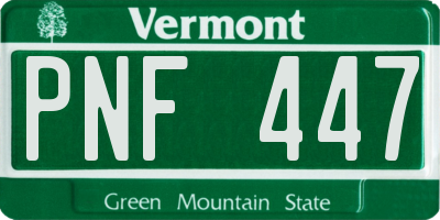 VT license plate PNF447