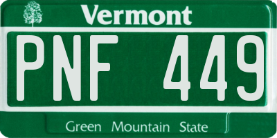 VT license plate PNF449