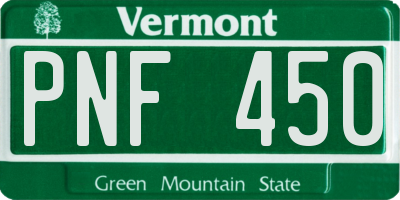 VT license plate PNF450