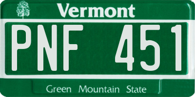 VT license plate PNF451