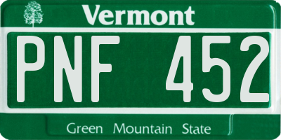 VT license plate PNF452