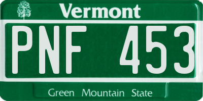VT license plate PNF453