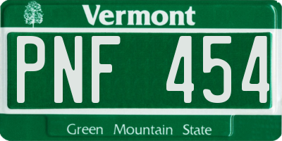 VT license plate PNF454