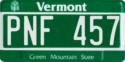 VT license plate PNF457