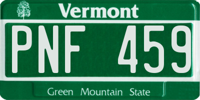 VT license plate PNF459
