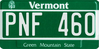 VT license plate PNF460
