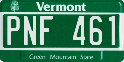 VT license plate PNF461