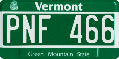 VT license plate PNF466