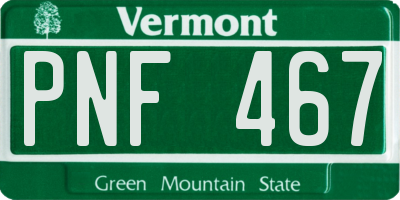 VT license plate PNF467