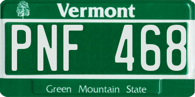 VT license plate PNF468
