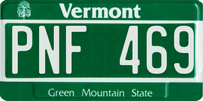 VT license plate PNF469