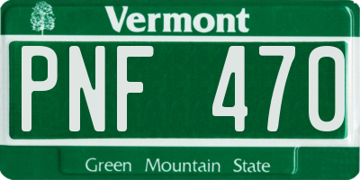VT license plate PNF470