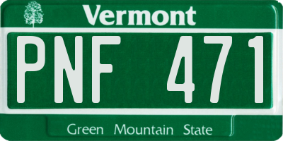 VT license plate PNF471
