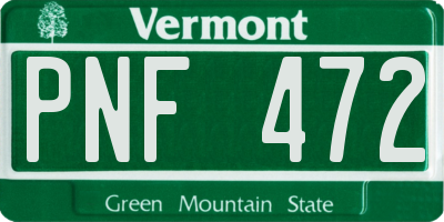 VT license plate PNF472