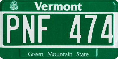 VT license plate PNF474