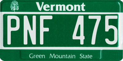 VT license plate PNF475