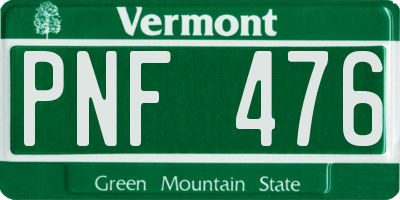 VT license plate PNF476