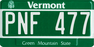 VT license plate PNF477