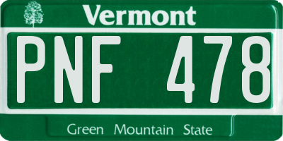 VT license plate PNF478