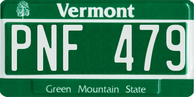 VT license plate PNF479