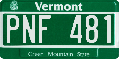 VT license plate PNF481