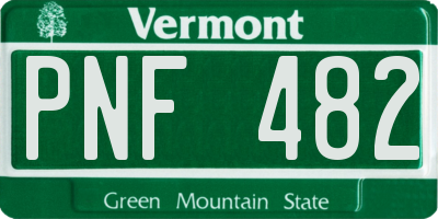 VT license plate PNF482