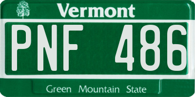VT license plate PNF486