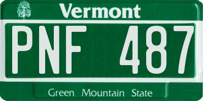 VT license plate PNF487