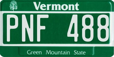 VT license plate PNF488