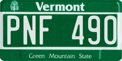 VT license plate PNF490