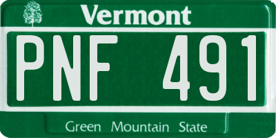 VT license plate PNF491