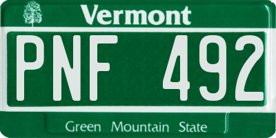 VT license plate PNF492