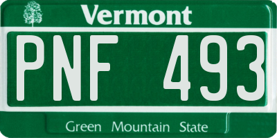 VT license plate PNF493