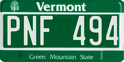 VT license plate PNF494
