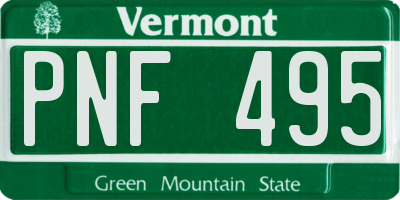VT license plate PNF495