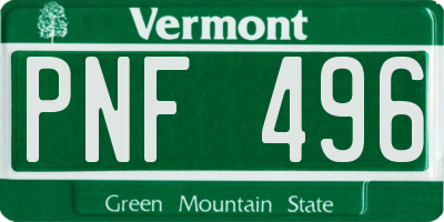 VT license plate PNF496
