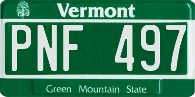 VT license plate PNF497