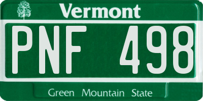 VT license plate PNF498