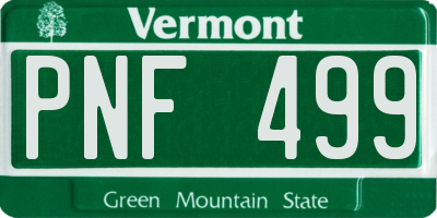 VT license plate PNF499