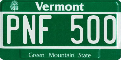 VT license plate PNF500
