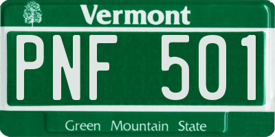VT license plate PNF501