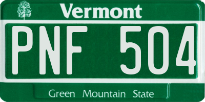 VT license plate PNF504