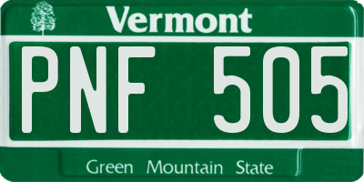 VT license plate PNF505