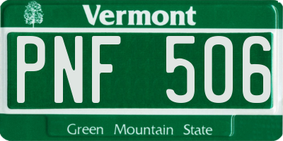 VT license plate PNF506