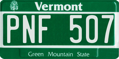VT license plate PNF507