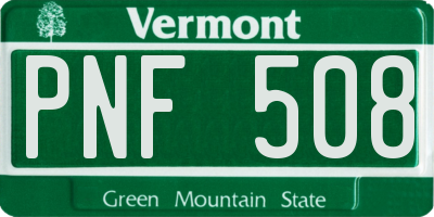 VT license plate PNF508