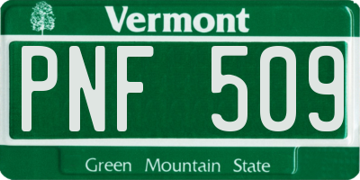 VT license plate PNF509