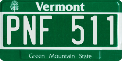 VT license plate PNF511