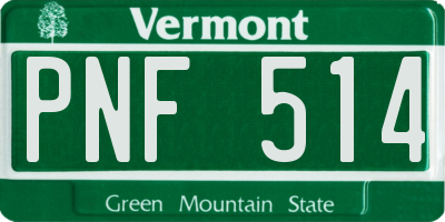 VT license plate PNF514